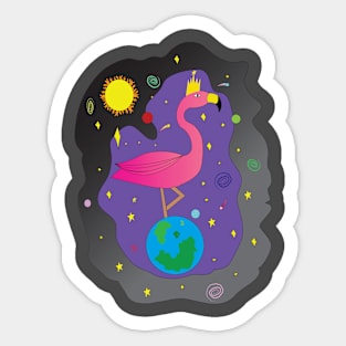 Flamingo King Sticker